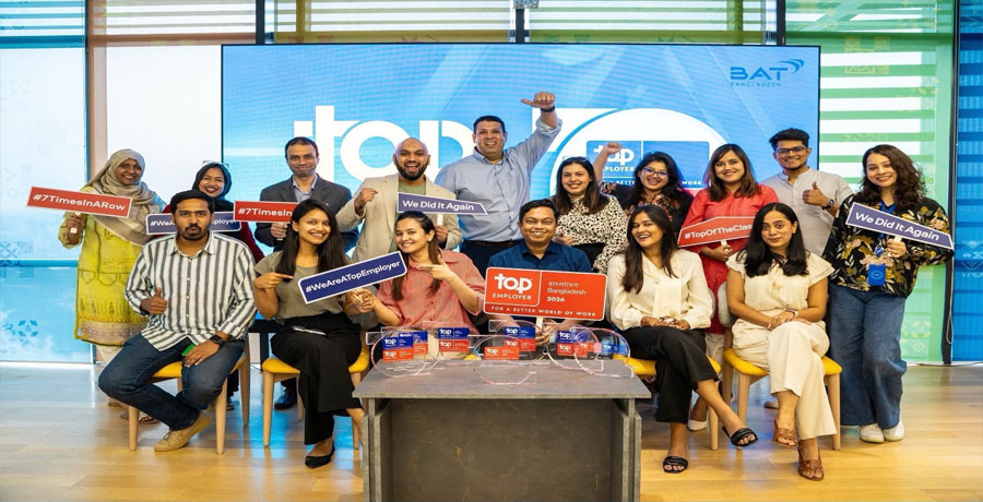 সপ্তমবারের মতো ‘টপ এমপ্লয়ার’ স্বীকৃতি পেল বিএটি বাংলাদেশ