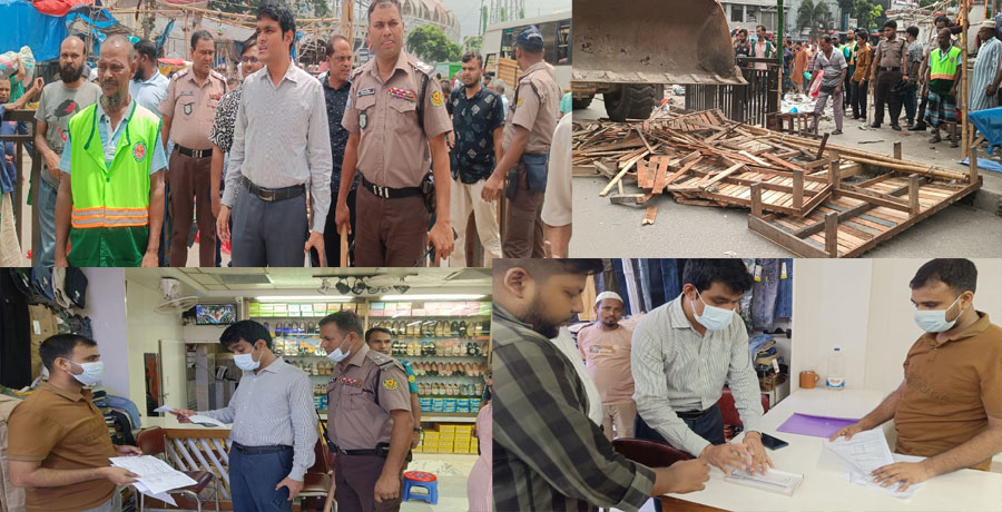  জিরো পয়েন্ট-বঙ্গভবন-বায়তুল মোকাররম এলাকায় ডিএসসিসির উচ্ছেদ অভিযান