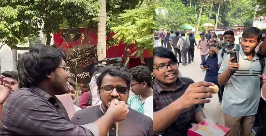 সাত আসামির মৃত্যুদণ্ডের রায়ে ঢাকা বিশ্ববিদ্যালয়ে ডাকসুর উদ্যোগে মিষ্টি বিতরণ  